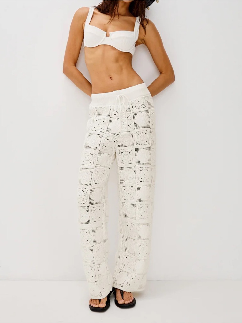 Rails x L*Space NWT crochet beach seashell maja pant cover up S white